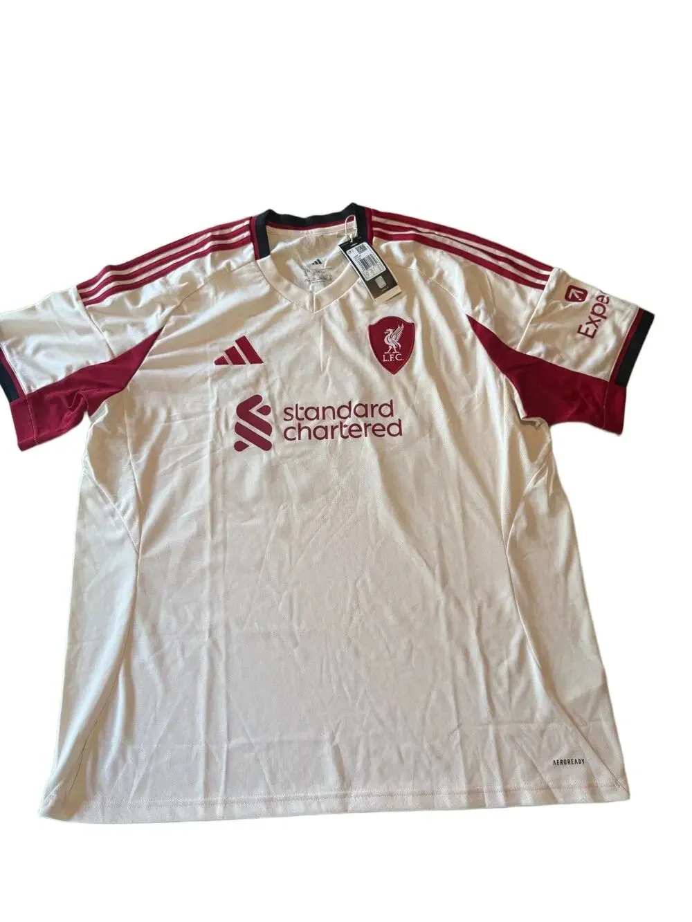 Adidas Liverpool 2025-26 Away Jersey Ekitike #22 Men's 2XL White Soccer Shirt NW